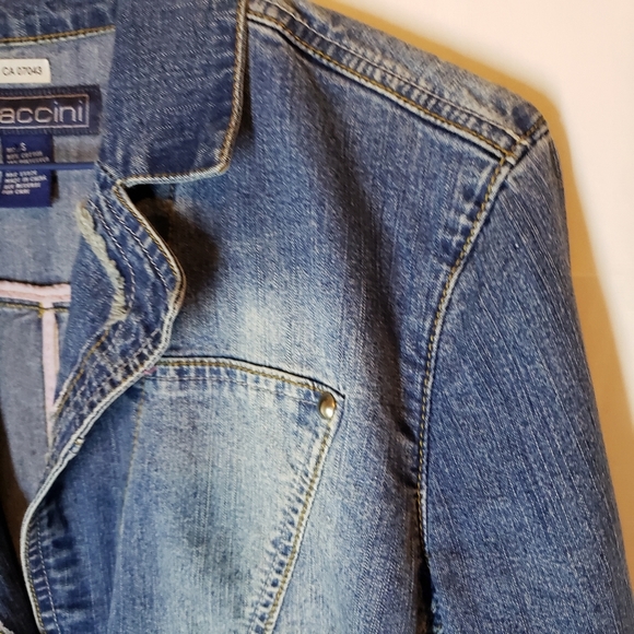 Baccini blazer jean jacket collared S - Picture 5 of 12